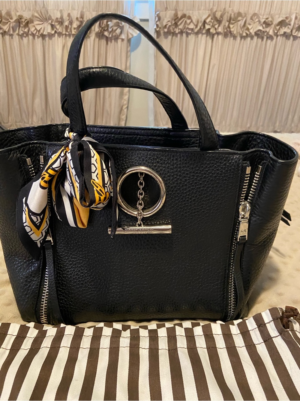RARE Henri Bendel Chelsea Satchel in Black Pebbled Leather